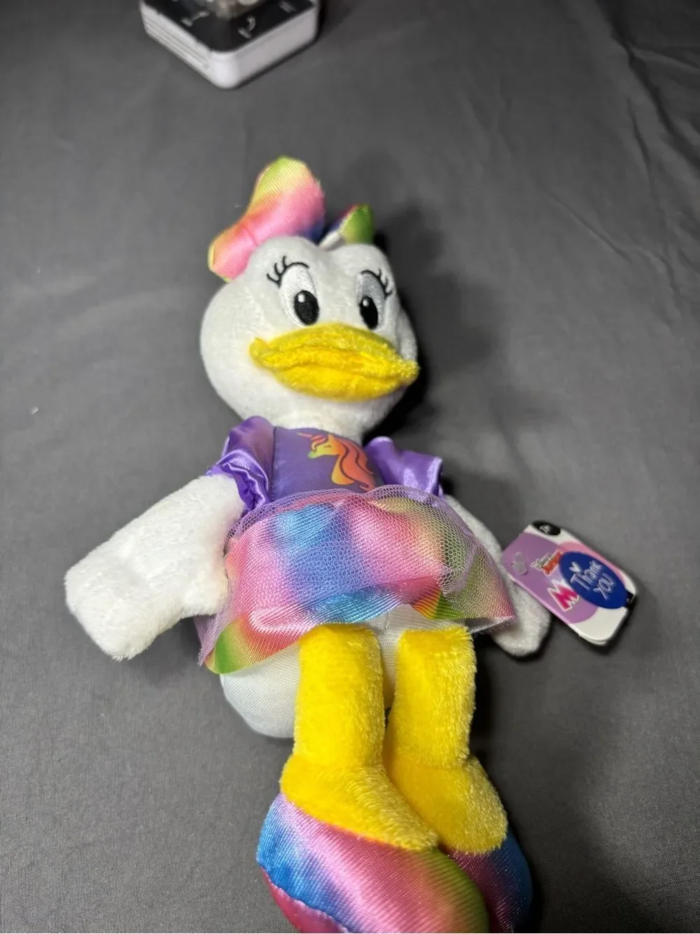 New Disney Daisy Duck Unicorn Plush Toy - White & Rainbow